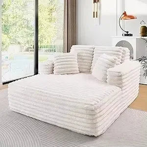 #Striped Soft Fabric Modular Oversized Chaise Lounge Sofa with Layered Back Cushions Cozy Deep Seating for Modern Living Room
