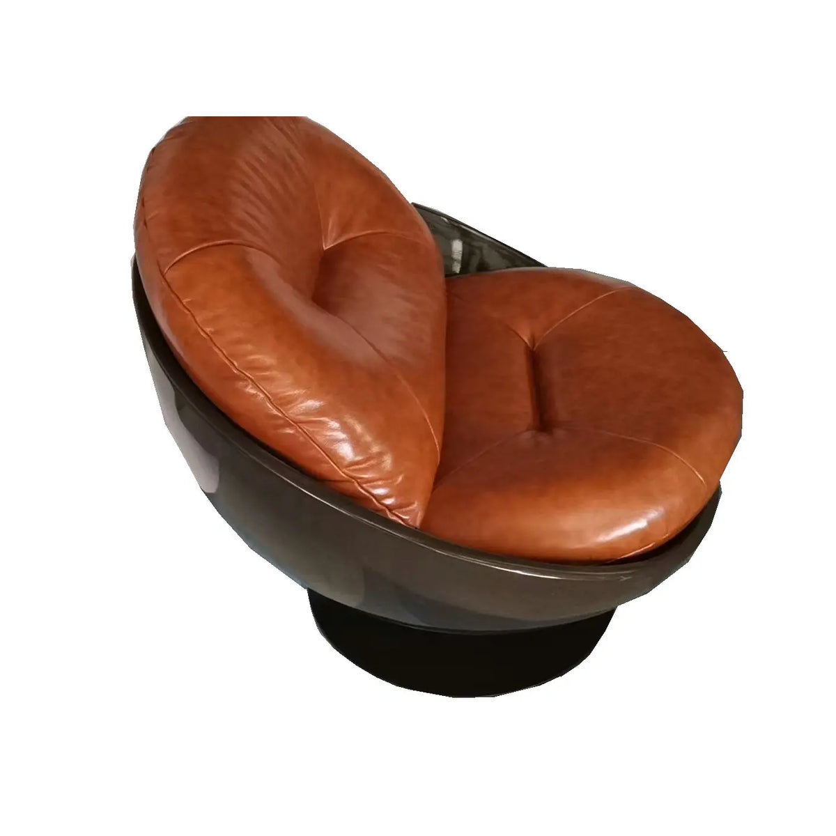 #Italian Luxury Faux Leather Swivel Accent Arm Chair Living Room Fiberglass Round Ball Shaped Lazy Lounge Chair for Hotel Villa