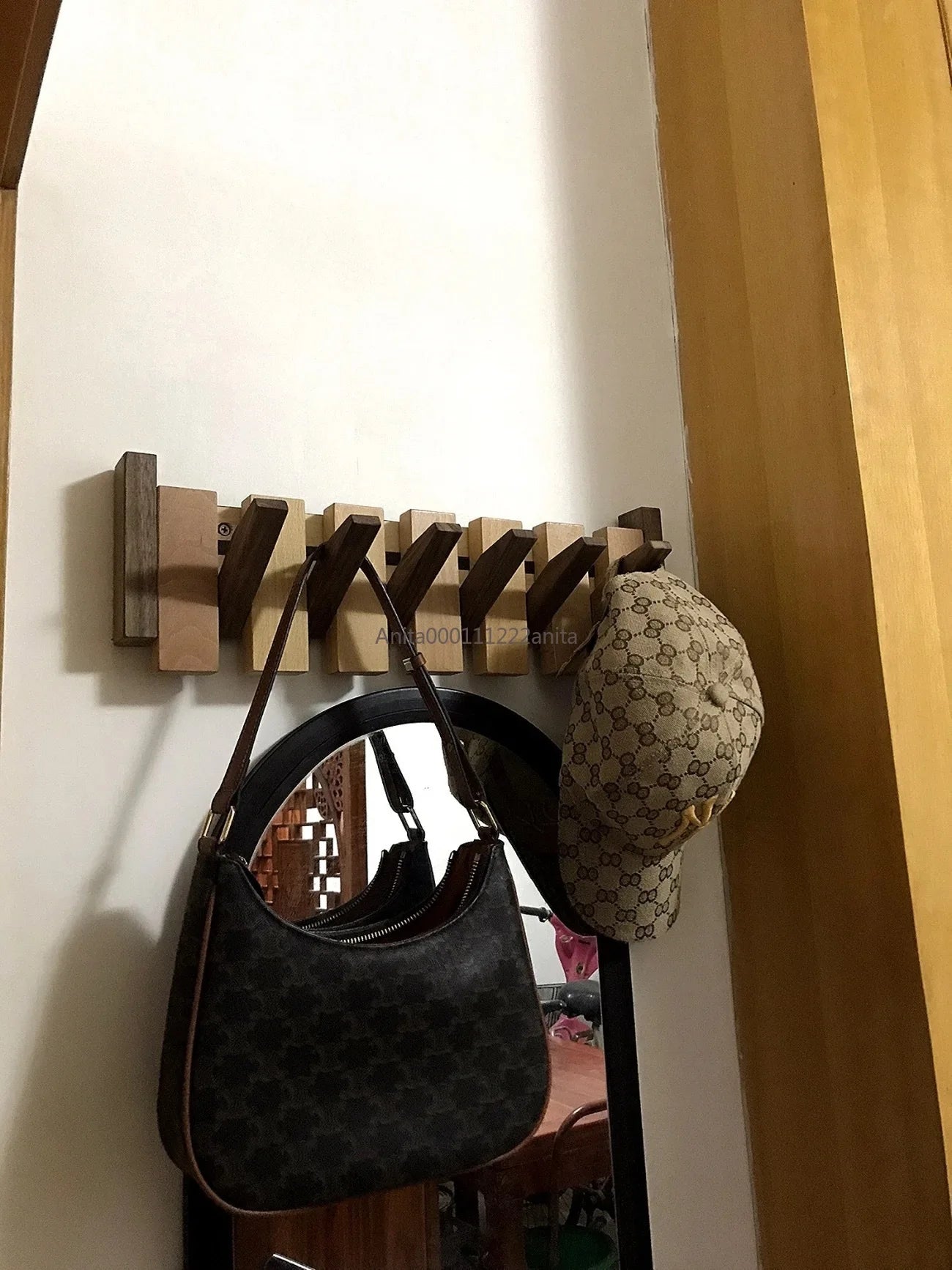 Solid Wood Door Back Coat Hooks Entrance Rack No Drilling Wall Mounted Clothes Hanger for Home Decor