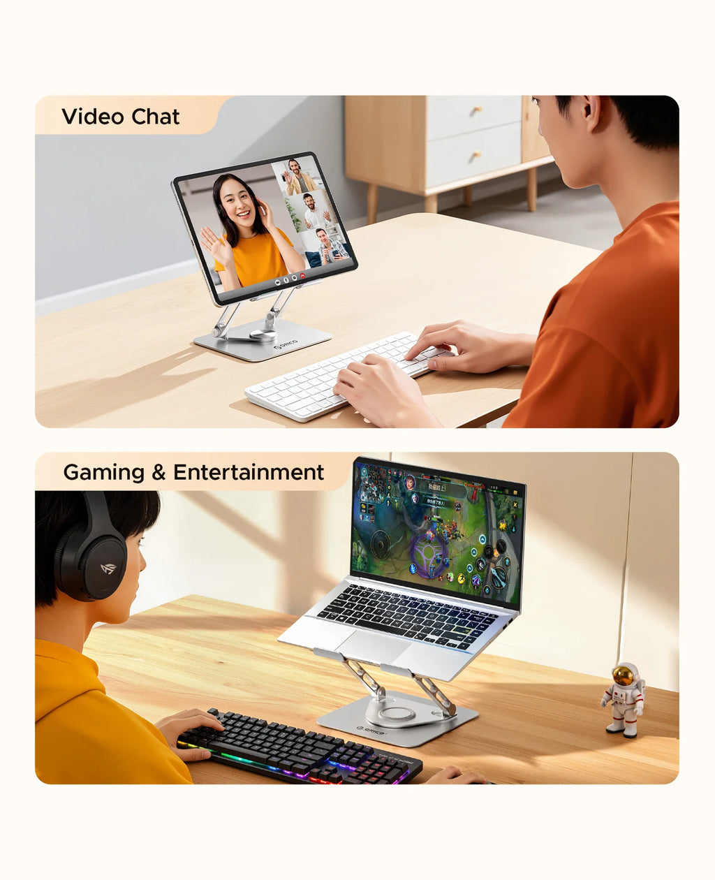 ORICO Foldable Laptop Stand Aluminum Alloy 360 Adjustable Notebook Stand Up to 17 inch Laptop Folding Desktop Support Holder