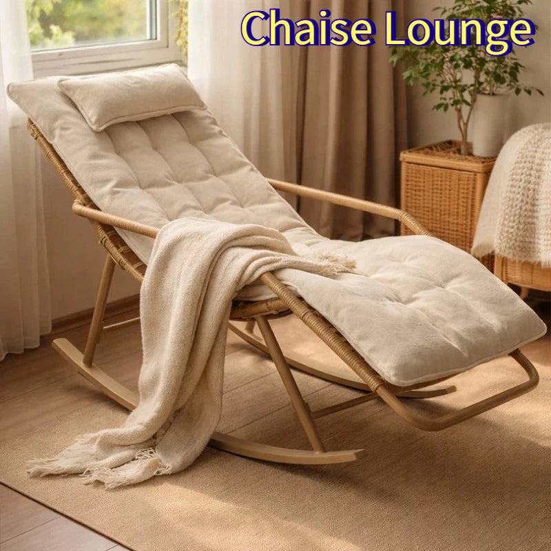 Recliner Living Room Rocking Chair Adult Can Sleep Balcony Indoor Lazy Comfortable Sofa Lunch Break Leisure Chair Rattan