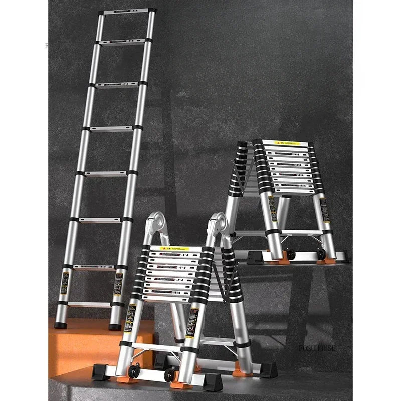 Folding Ladder for Construction Site Metal Telescopic Modern Thickened Ladders Creative Multifunctional Step Ladders for Home G