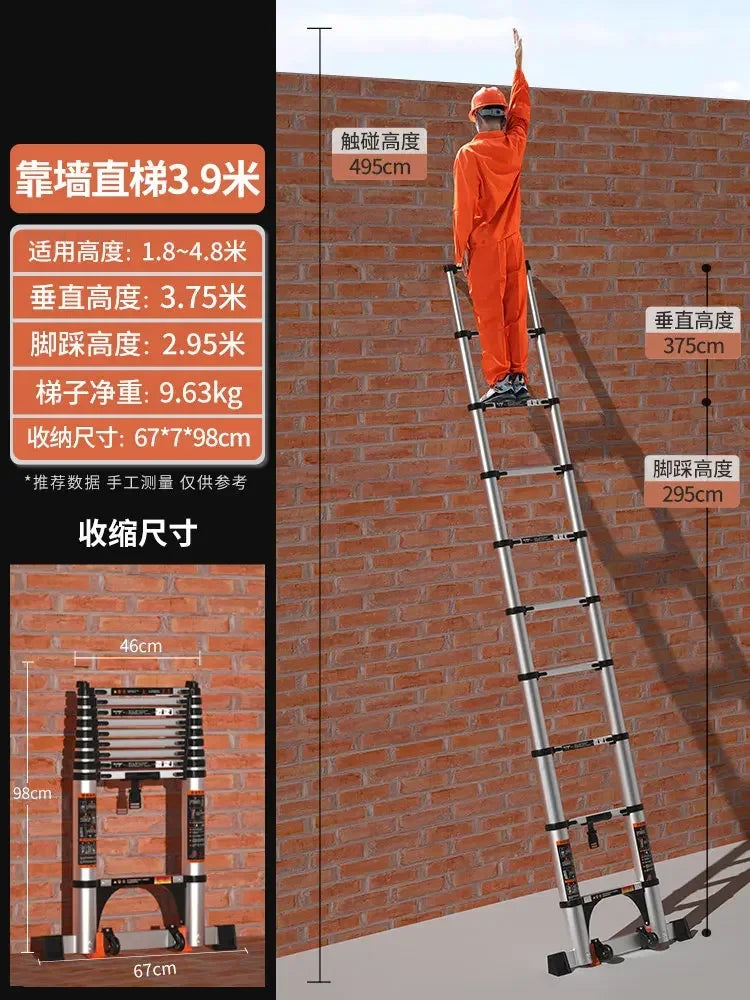 Aluminum Alloy Telescopic Ladder Thickened Stainless Steel Step Ladders Folding Lift Herringbone Ladder Home Portable Ladder B Y
