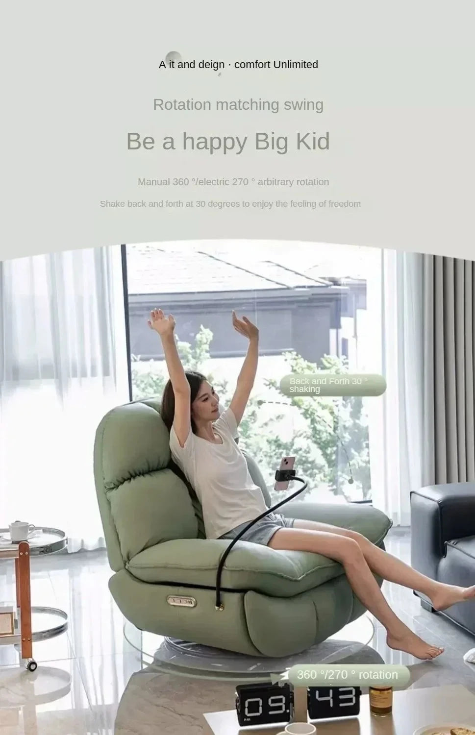 Lazy Sofa First-class Leisure Sofa Electric Intelligent Multifunctional Living Room Single Person Sofa Can Sleep and Lie Down