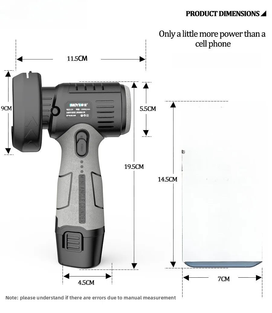 12V Lithium Mini Angle Grinder, Portable Lithium Wireless Small Angle Grinder, Grinding, Cutting, Polishing Machine Tool