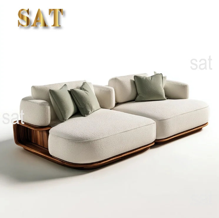 #Modern Style Two-Seat Sectional Sofa Bed Set Storage Fabric Wooden Legs For Home Apartment Hotel Villa Use