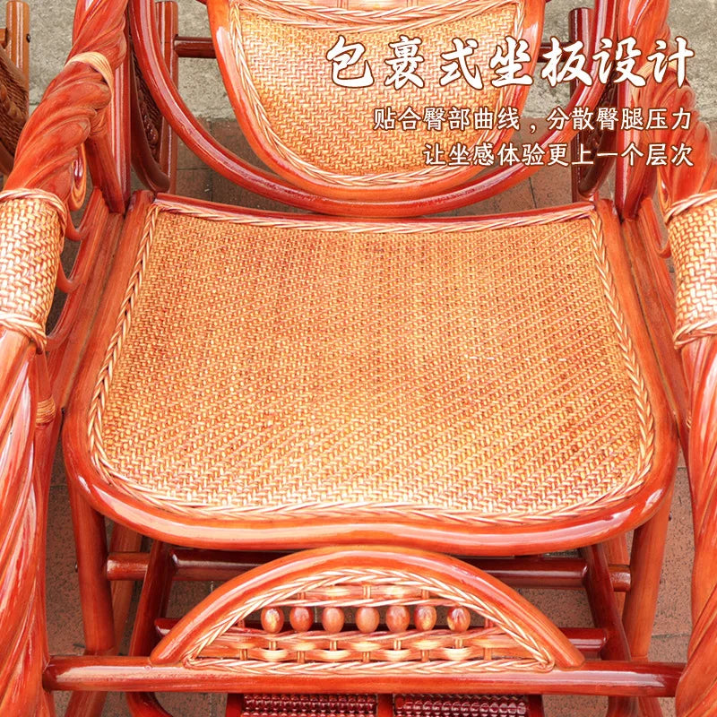 Balcony Siesta Elderly Natural Rattan Chair Rocking Chair Leisure Easy Chair Household
