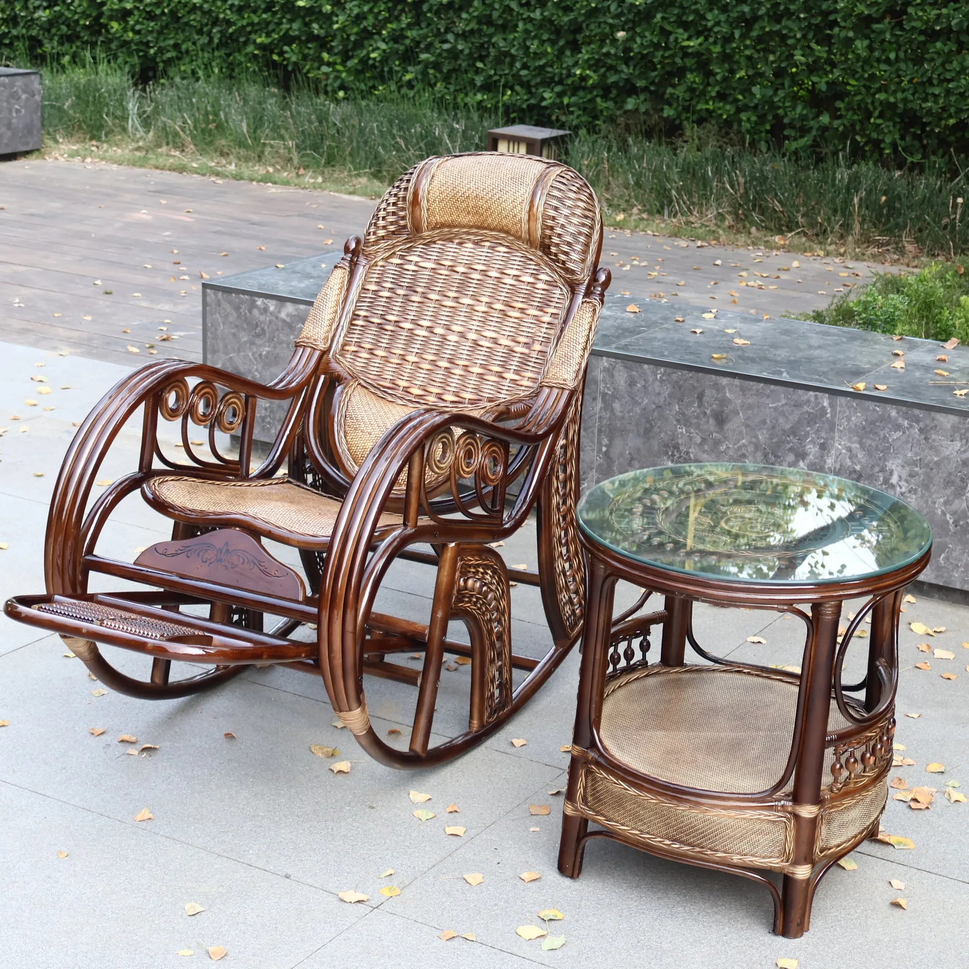 New Chinese rattan chair happy chair factory courtyard elderly rattan sofa