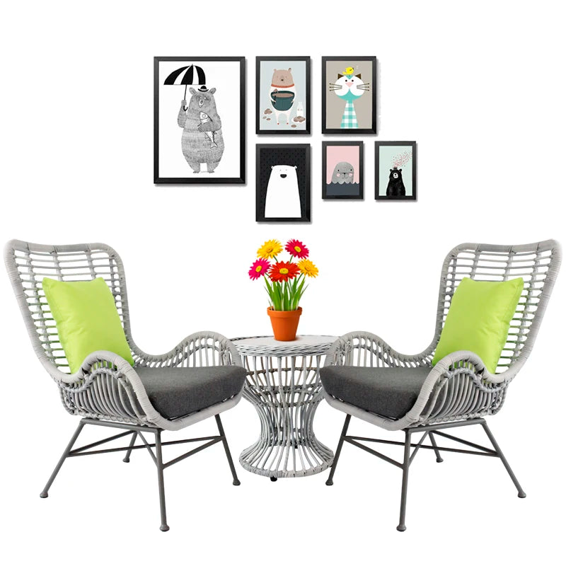 Rattan Patio Furniture Set Outdoor Wicker Bistro Chairs for Garden Use