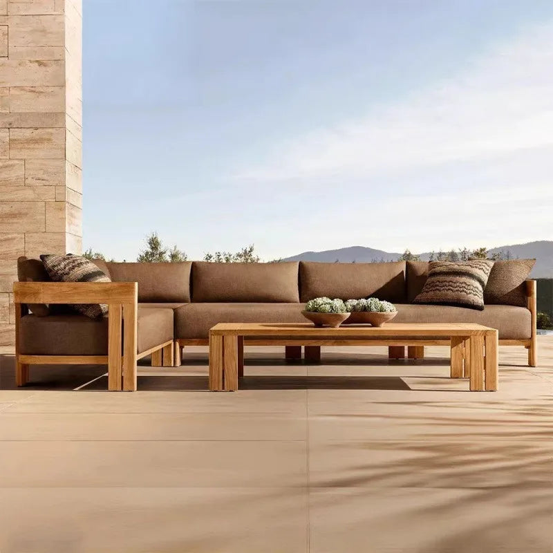 Nordic outdoor sofa combination, villa garden open-air terrace outdoor courtyard leisure solid wood furniture