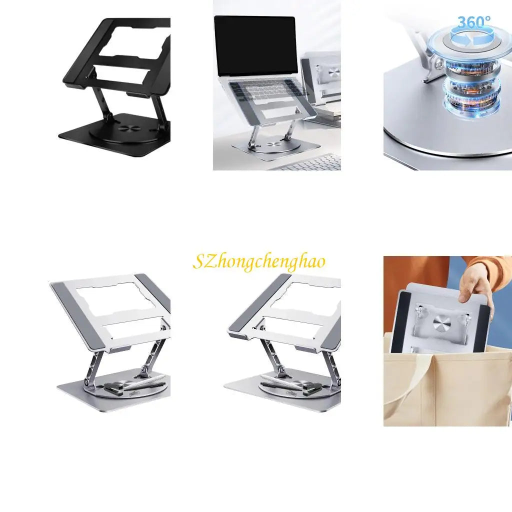 Adjustable Computer Stand Foldable Laptop Bracket for Desk Aluminum Computer Stand with 360 Degree Rotating Base 601D