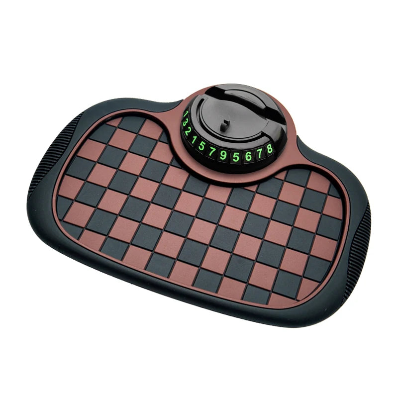 Multifunctional Plaid Anti-Slip Mat Car Phone Holder 360° Rotatable Temporary Parking Card Auto Accessories