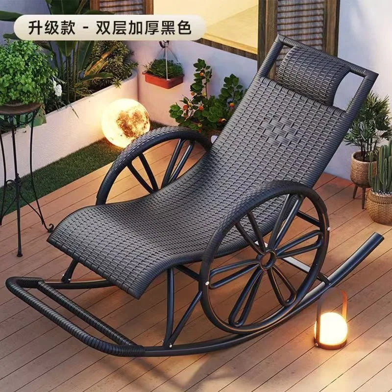 Rocking  Reclining Chair Adult Rattan Lunch Break Balcony Home Leisure Sleeping Living Room Elderly Free Chair