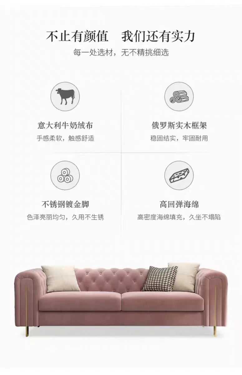 Light luxury fabric pull-button sofa, living room modern minimalist small apartment velle high-back tiger chair furniture