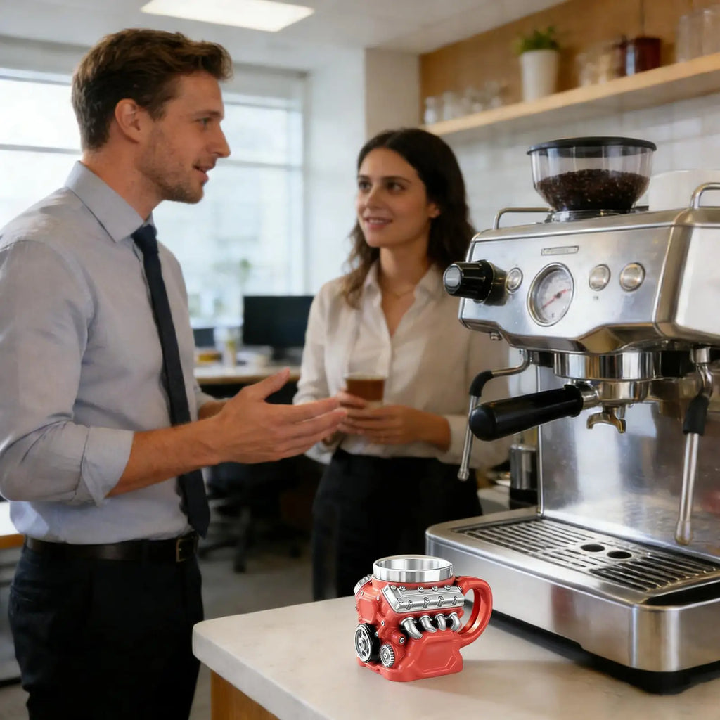Coffee Travel Mug Mechanical Cup Stainless Steel Engine Travel Mugs for Coffee for Men Car Enthusiast Valentine's Day Birthday