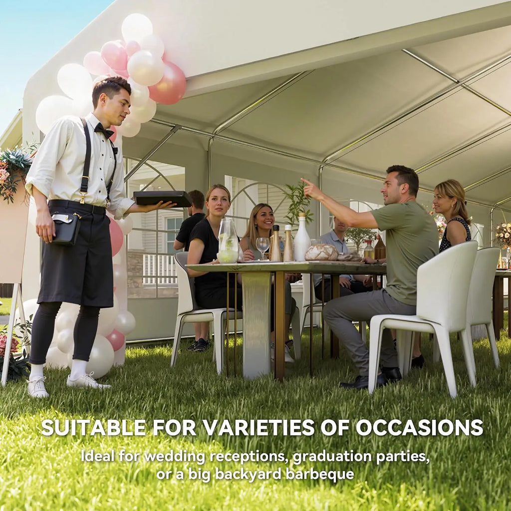 23 x 39 ft Heavy Duty Party Tent with Removable Sidewalls, White, Custom