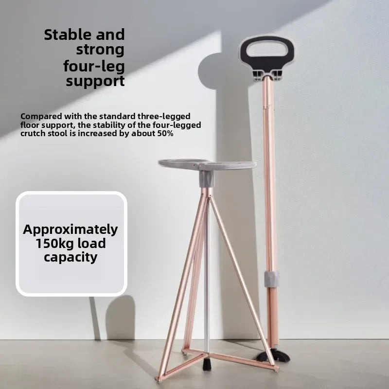 Elderly crutches Multifunctional cane chair Non-slip portable stool Light walker