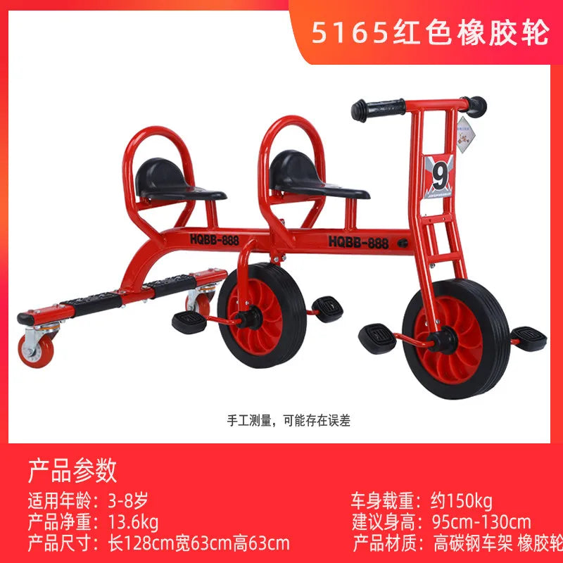 Children's Tricycle Double Pedal Bike Two-Wheel Pedal Bike Kids Toddler Educational Ride-On Outdoor Toy Car