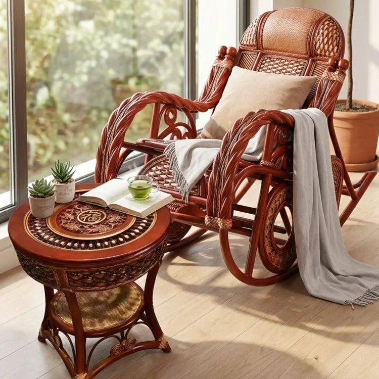 b25 living room real vine can sit rattan chair coffee table adult home balcony courtyard lazy leisure rocking chair