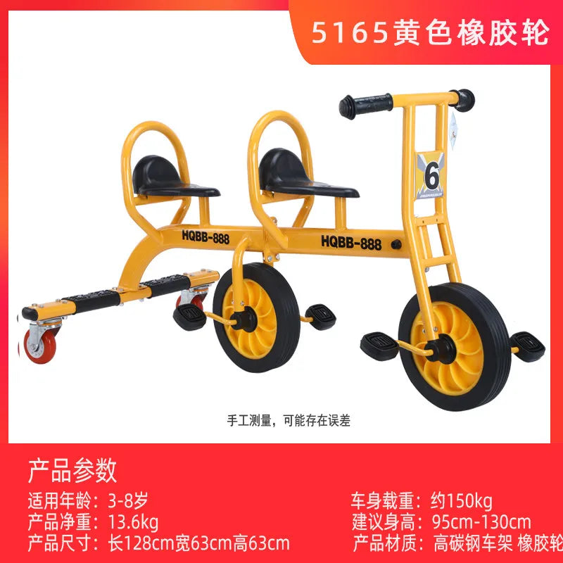 Children's Tricycle Double Pedal Bike Two-Wheel Pedal Bike Kids Toddler Educational Ride-On Outdoor Toy Car