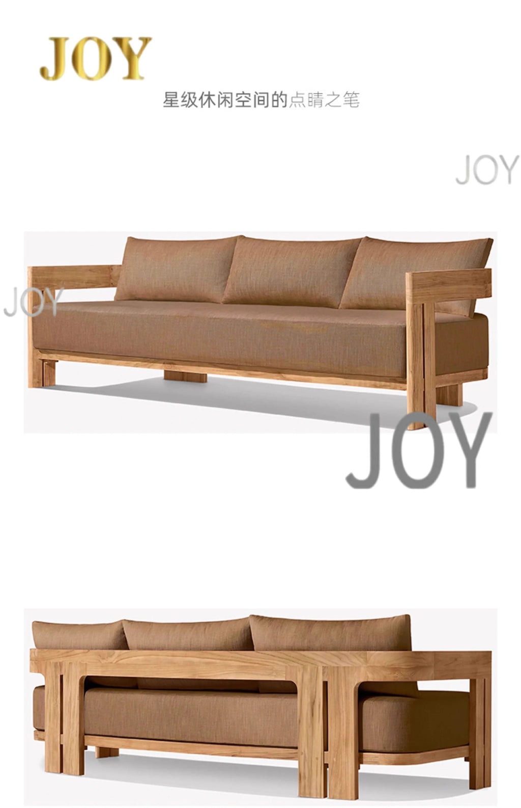 #Villa Courtyard Teak Sofa Outdoor Garden Solid Wood Outdoor Terrace Hotel Leisure Furniture Combination