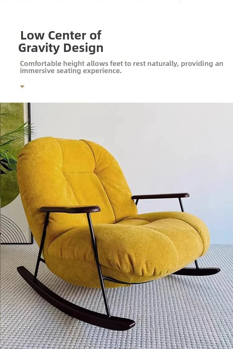 Rocking chair for living room and balcony single-seater sofa chair for small spaces fabric lazy sofa, reclining leisure chair