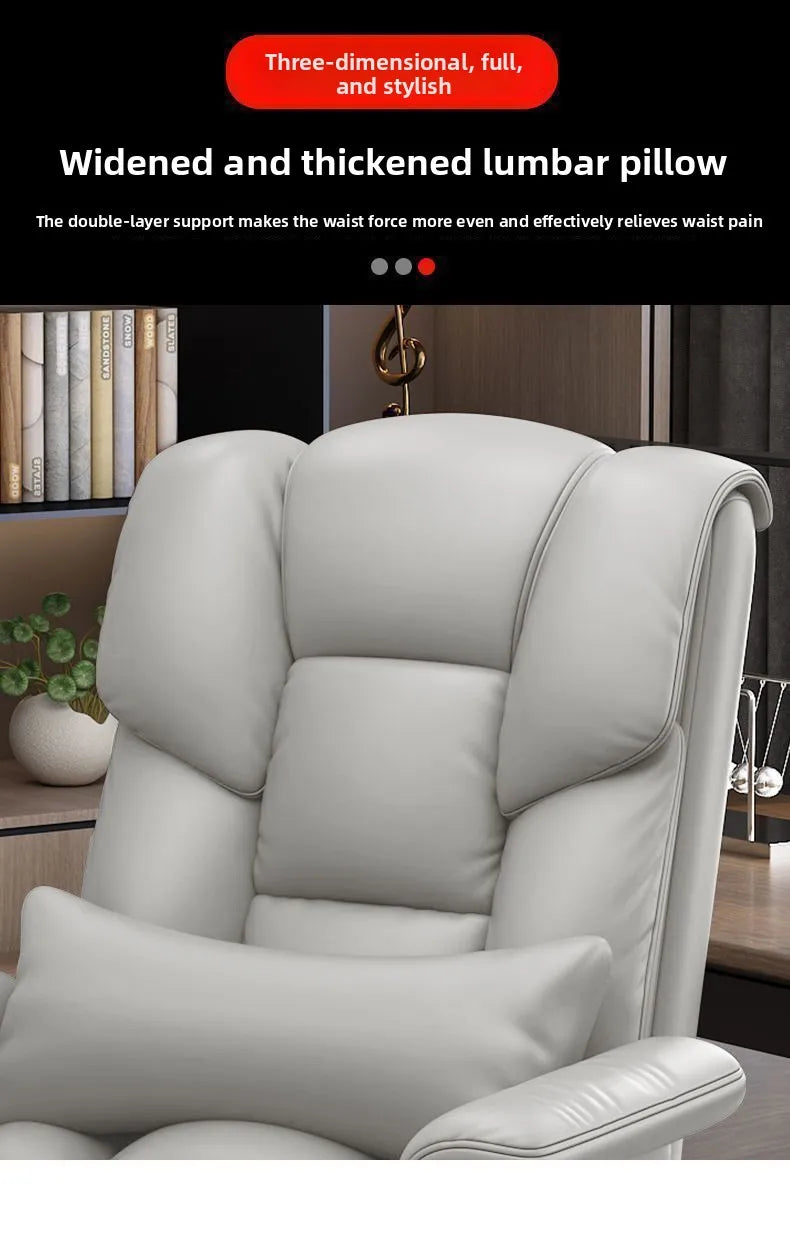 Executive Leather Office Chair Ergonomic Comfort Reclining Desk Chair for Home Workstations Full Backlift Adjustable Furniture