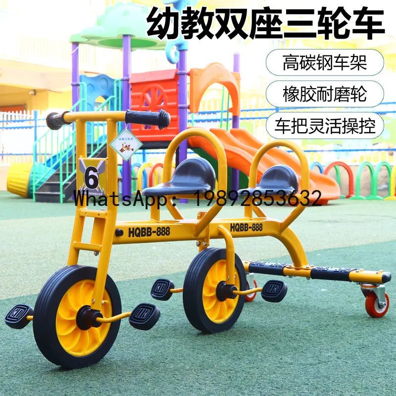 Children's Tricycle Double Pedal Bike Two-Wheel Pedal Bike Kids Toddler Educational Ride-On Outdoor Toy Car