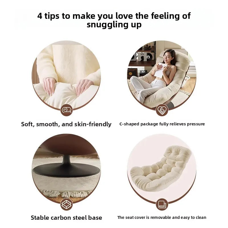 Penguin sofa chair, single lazy rotating sofa, rotating leisure chair, nest lounge chair, fully wrapped sofa, suede fabric