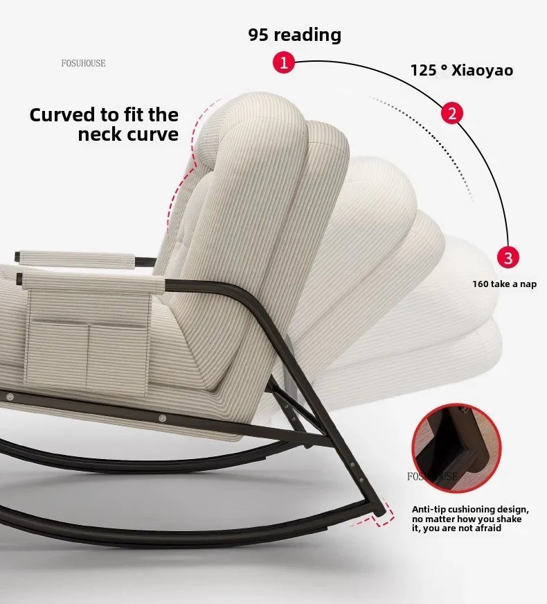 Corduroy Backrest Lazy Chair Multifunctional Comfortable Modern Creative Seating for Balcony Living Room Bedroom Apartment Small