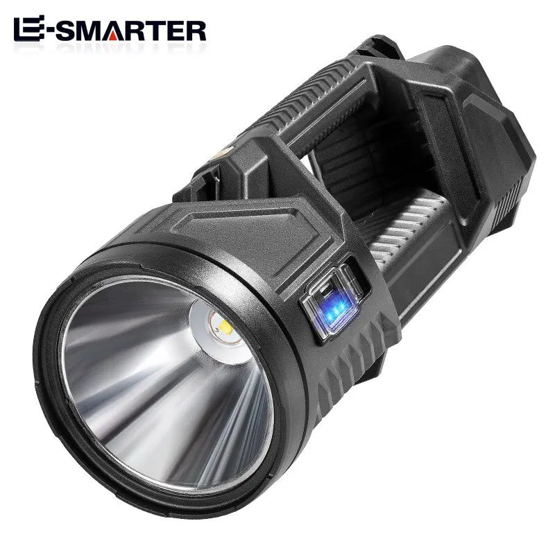 Portable Powerful Searchlight with Large Capacity Lithium Battery Rechargeable Handheld Flashlight Featuring Power Bank Function
