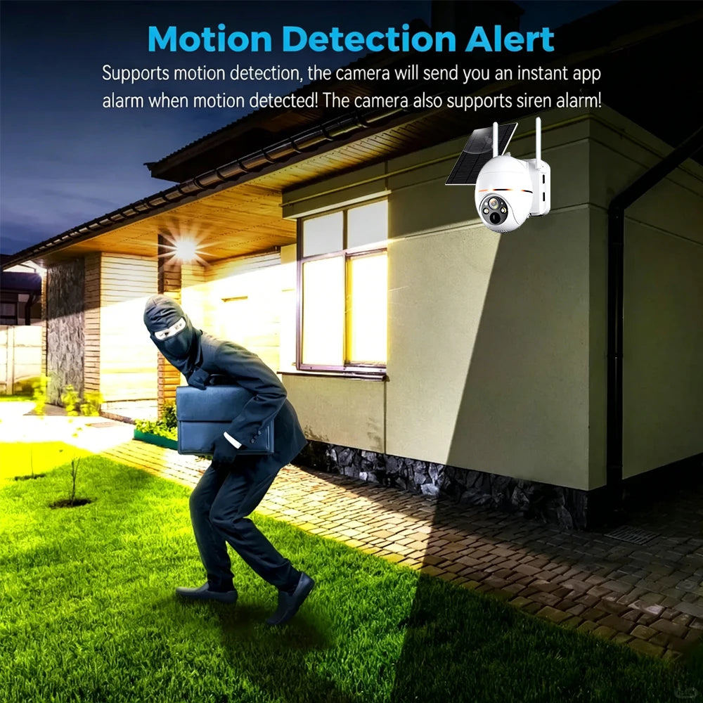 EseeCloud 5MP 4G PTZ Solar Battery Camera With Solar Panels Color Night Vision IR Motion Detection Outdoor Waterproof IP Cam