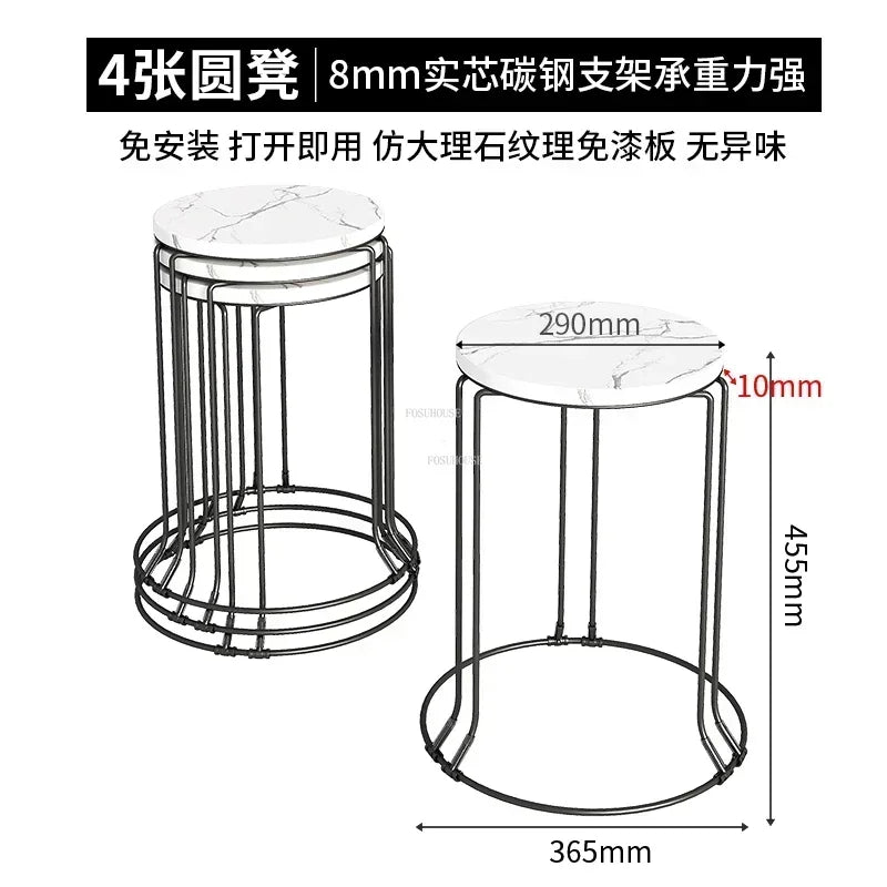 Home Folding Dining Table Set with Chairs Mobile Round Furniture Modern Kitchen Living Room Light Luxury Simple Portable