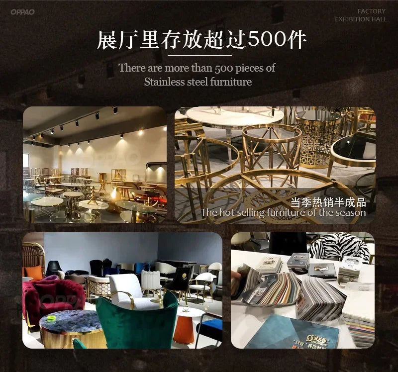 y8- High-End Stainless Steel Marble Round Dining Table and Chair Set for Home Post-Modern Minimalist