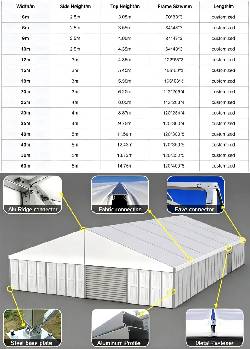 Custom Size Large Aluminum Alloy Outdoor Marquee Tent Waterproof Side Walls For Weddingparty Commercial Event All Weather Canopy