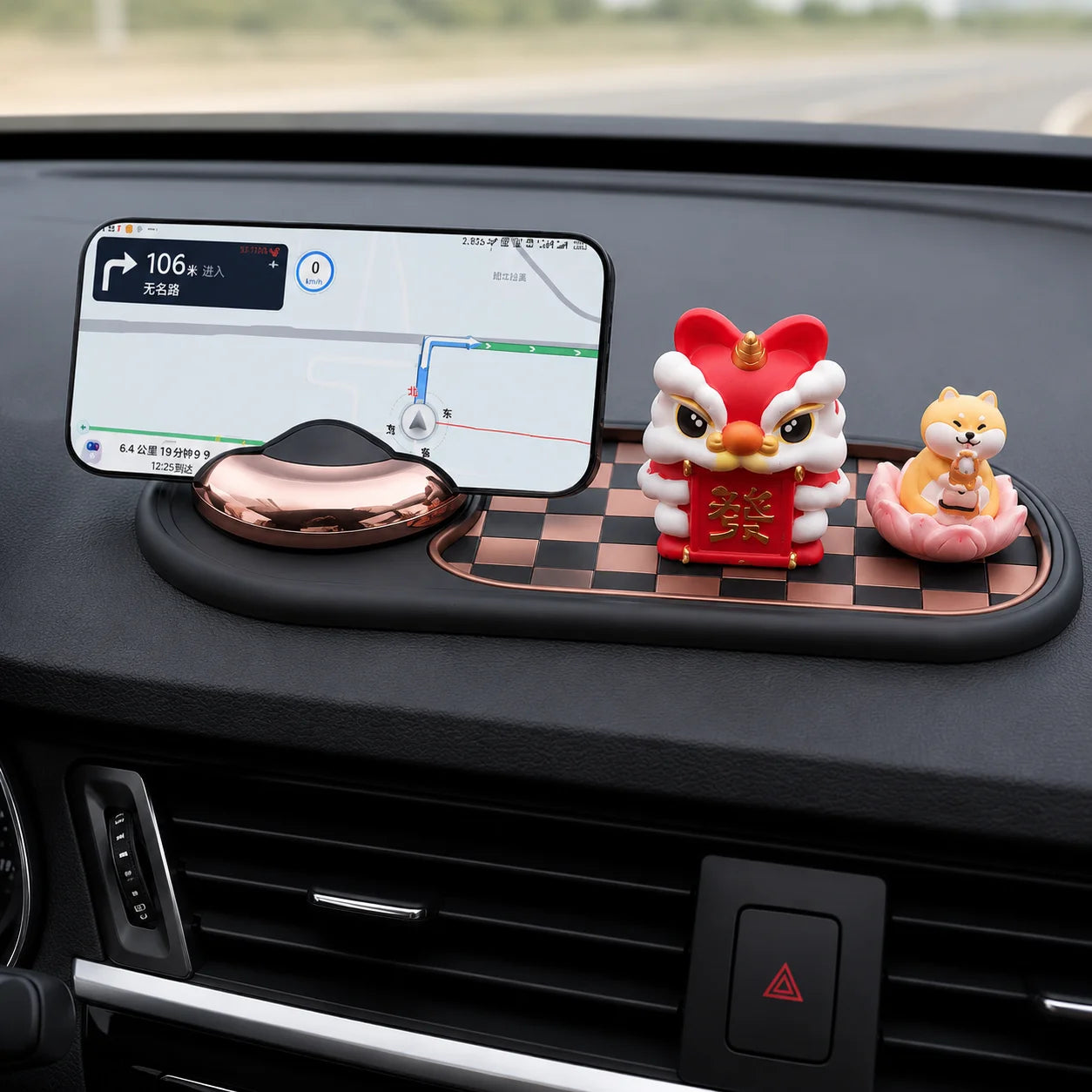 Car Anti-Slip Mat Phone Holder 360-Degree Rotation Dashboard Non-Slip Adhesive Pad Organizer for Keys Pens Sunglasses Interior