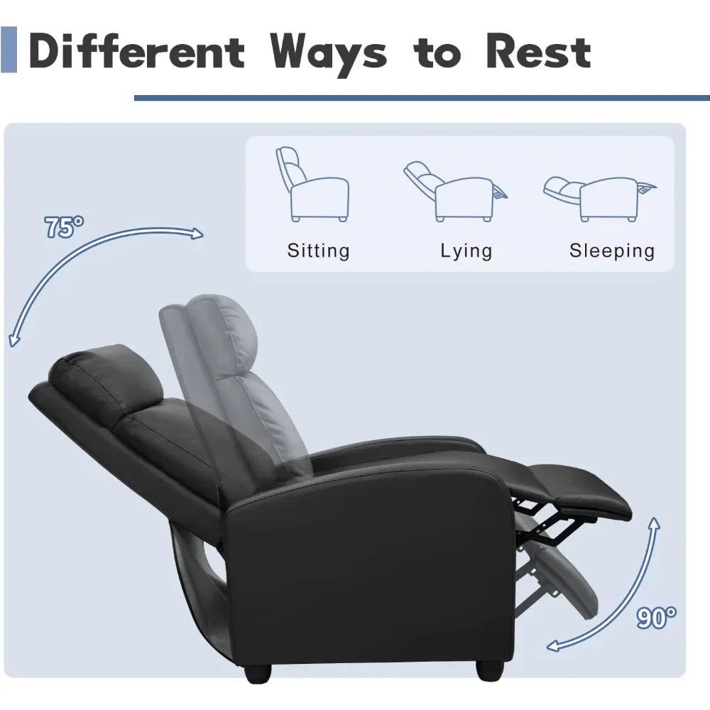 Adjustable Massage Recliner Chair with Footrest, PU Leather Sofa for Living Room Home Theater