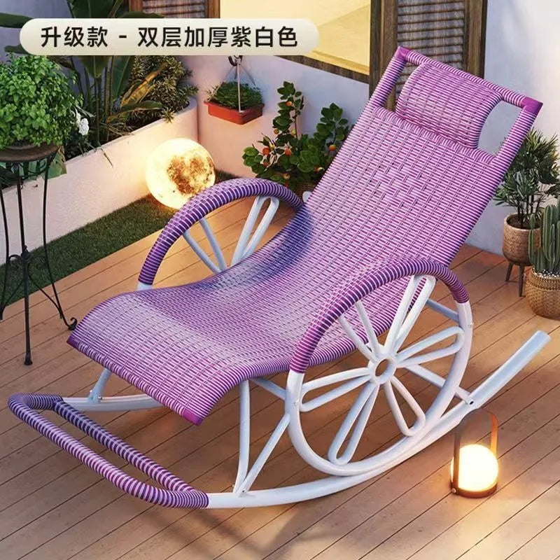 Rocking  Reclining Chair Adult Rattan Lunch Break Balcony Home Leisure Sleeping Living Room Elderly Free Chair