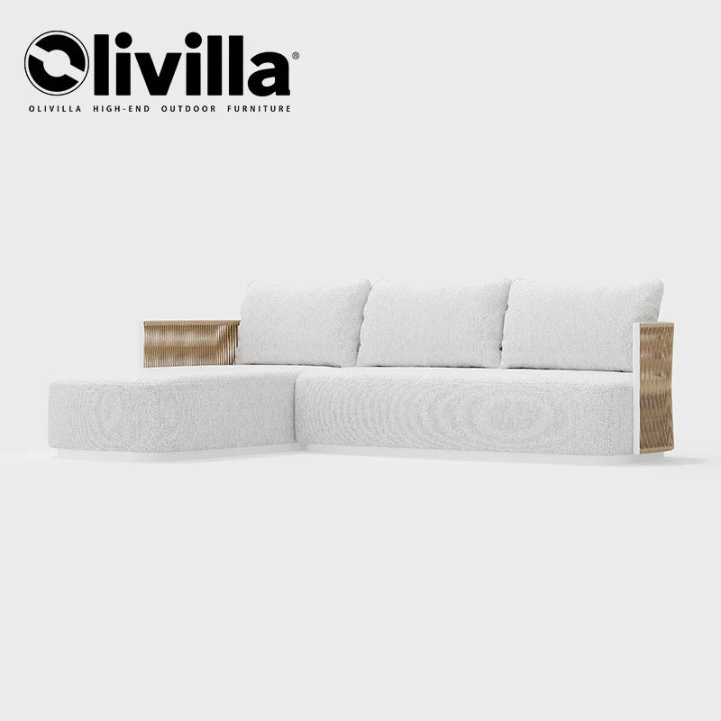 Scandinavian Outdoor Woven Rope Sofa Villa Courtyard Simple Garden Furniture Hotel Resort Leisure Open-Air Waterproof Sofa Couch
