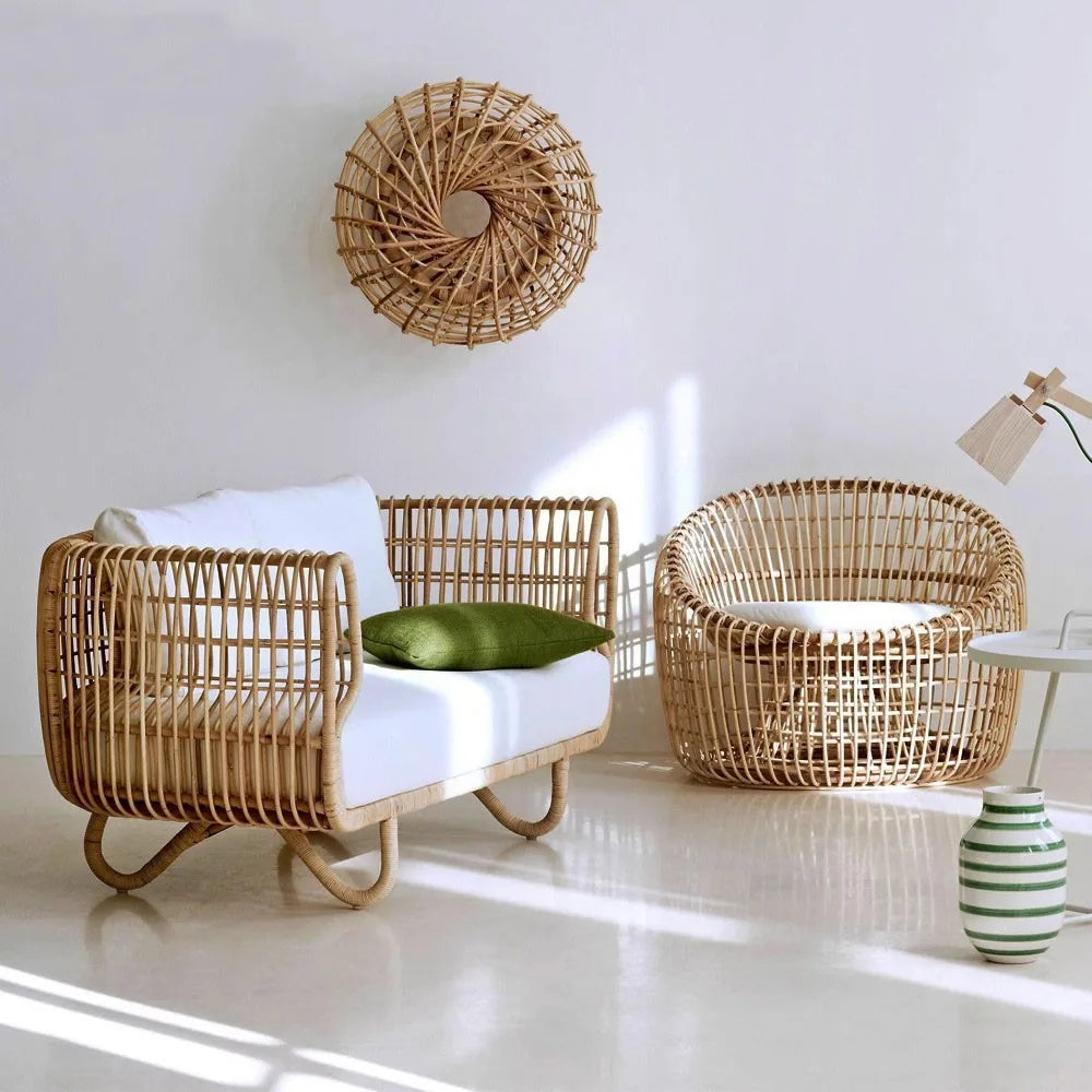 Outdoor rattan sofa, tea table combination, courtyard garden, terrace, leisure woven rattan chair, outdoor furniture