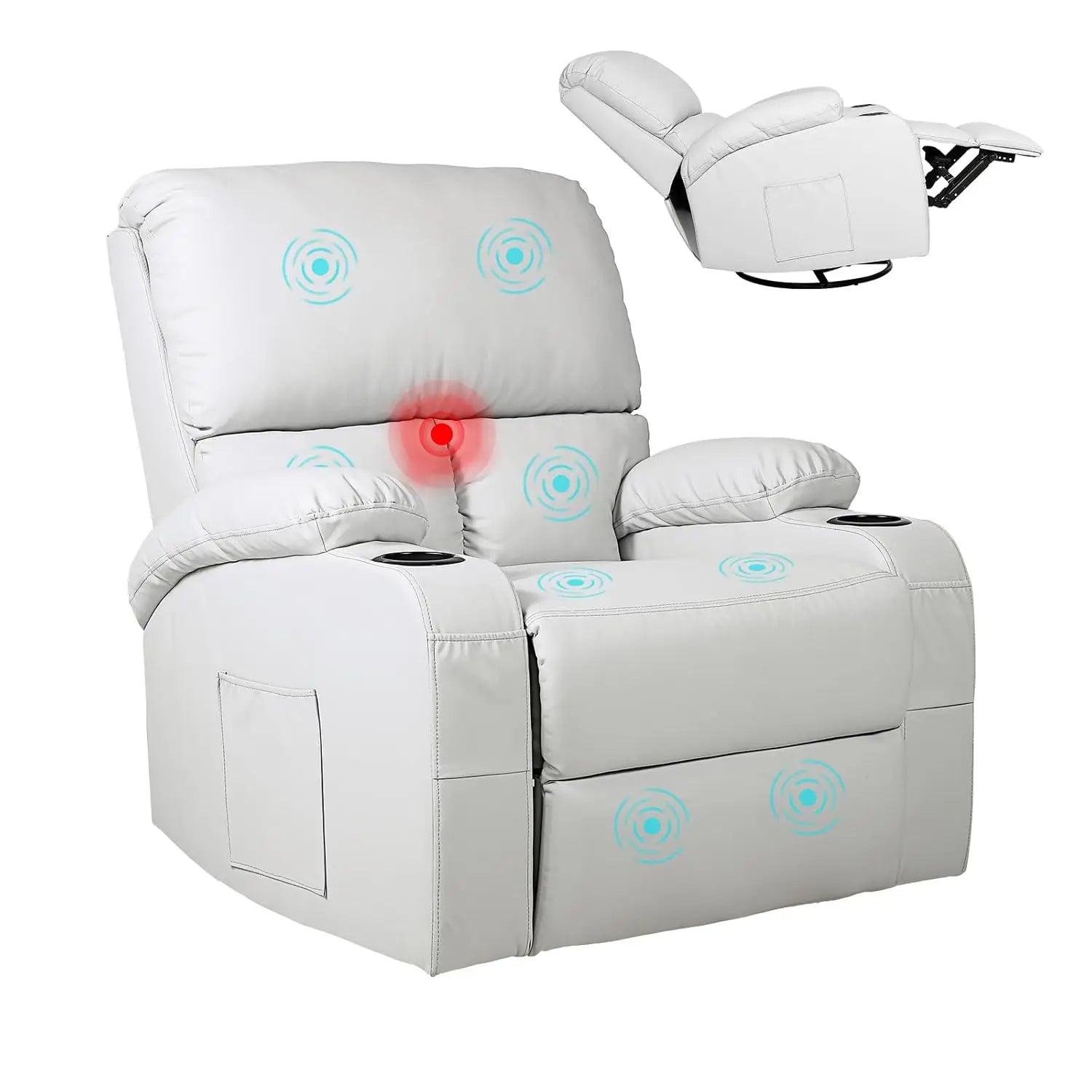#Rocking Recliner Chair Massage Heat Swivel Living Room Bedroom Nursery