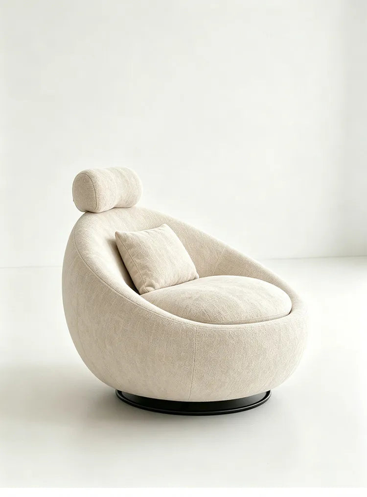 Beige Designer Sleeping Lounge Chair — Salon & Bedroom Recliner Modern