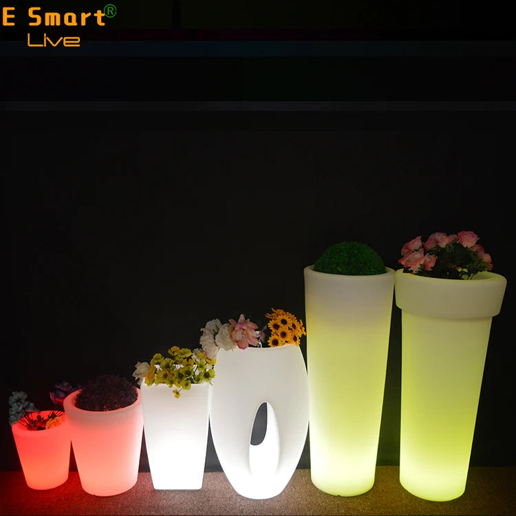 Outdoor Waterproof Luminous Flower Pot, Home Remote Control Light Emitting Diode Intelligent Environmental Protection Flower Pot