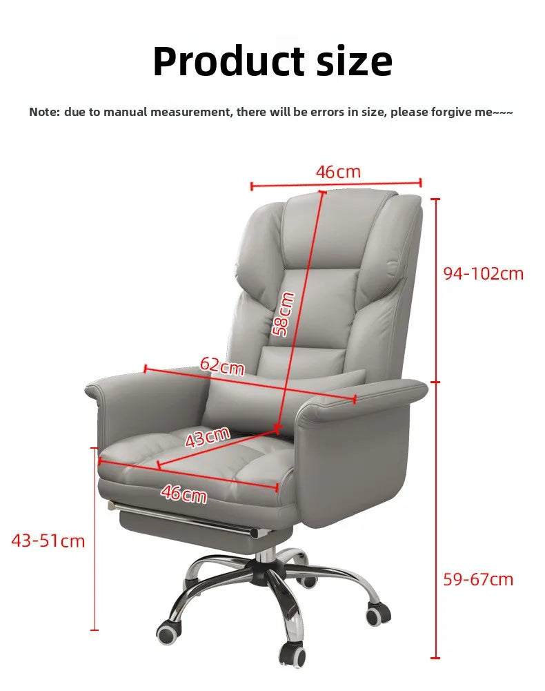 Executive Leather Office Chair Ergonomic Comfort Reclining Desk Chair for Home Workstations Full Backlift Adjustable Furniture