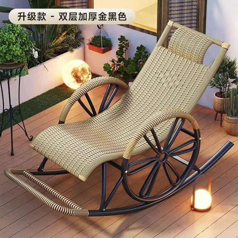 Rocking  Reclining Chair Adult Rattan Lunch Break Balcony Home Leisure Sleeping Living Room Elderly Free Chair