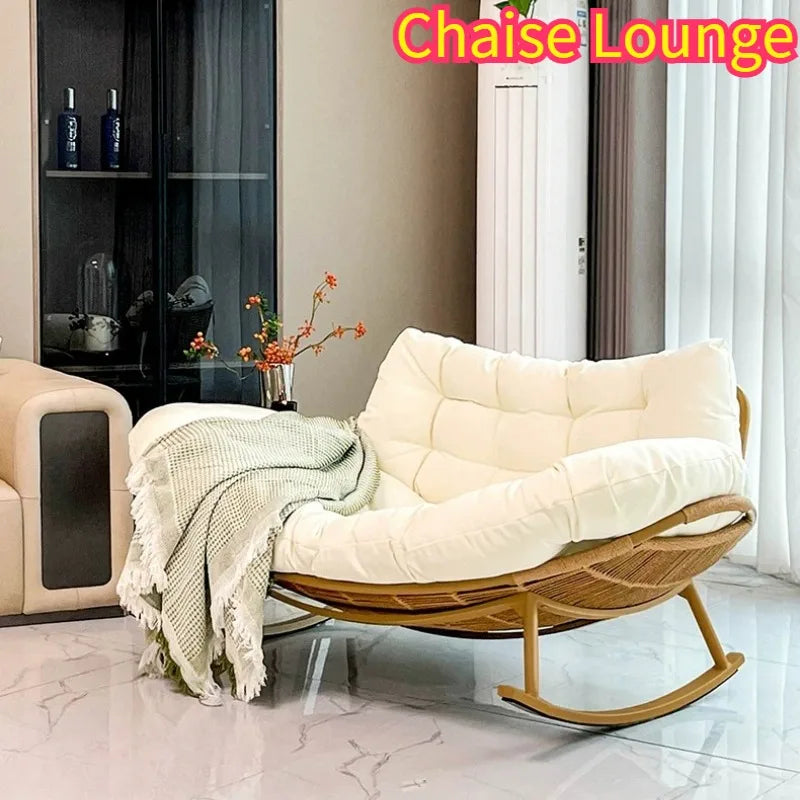 Lazy Rocking Chair Double Lounge Chair Single Sofa Chair Rattan Balcony Home Leisure and Comfortable Lunch Break Can Sleep