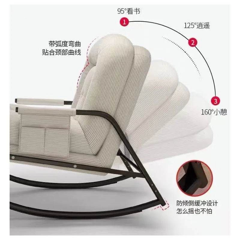 Lounge Chair Adult Home Lazy Sofa Relaxing Chair Rocking Chair Balcony Leisure Chair Light Luxury Single Rock Chair Sofa Bed