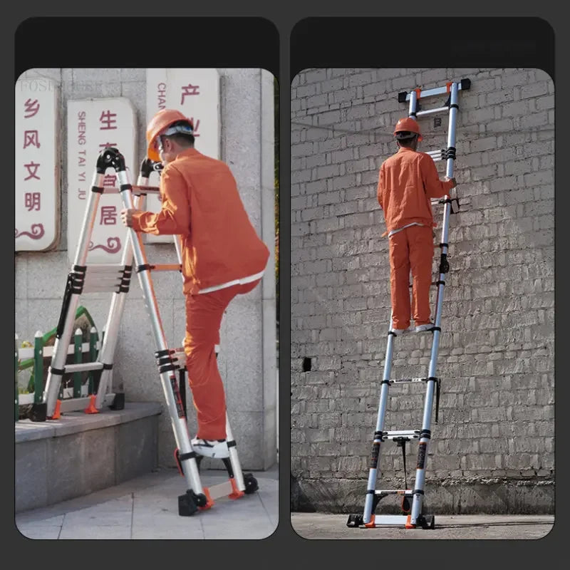 Aluminum Alloy Telescopic Ladder Thickened Stainless Steel Step Ladders Folding Lift Herringbone Ladder Home Portable Ladder B Y