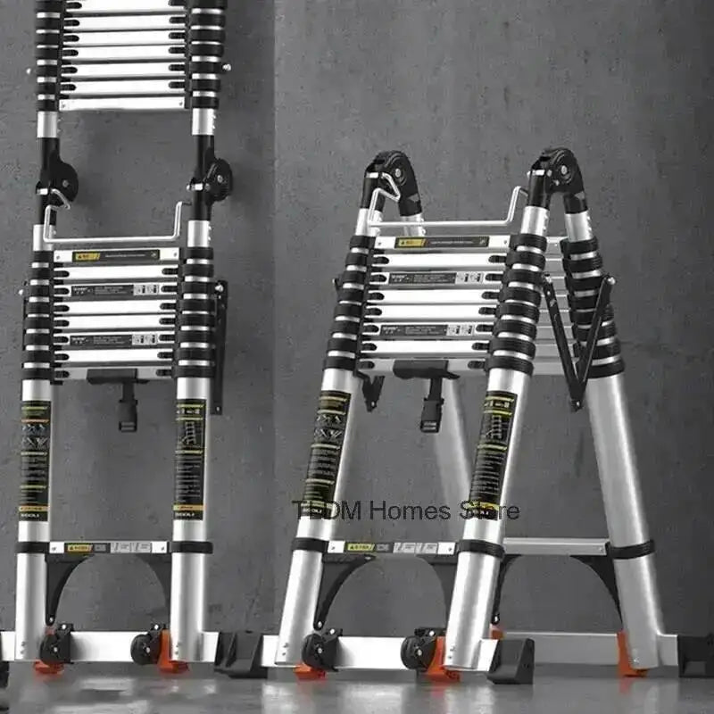 Engineering Multifunctional Aluminum Ladder Step Alloy Stools Home Folding Telescopic Ladder Portable Thick Herringbone Stairs