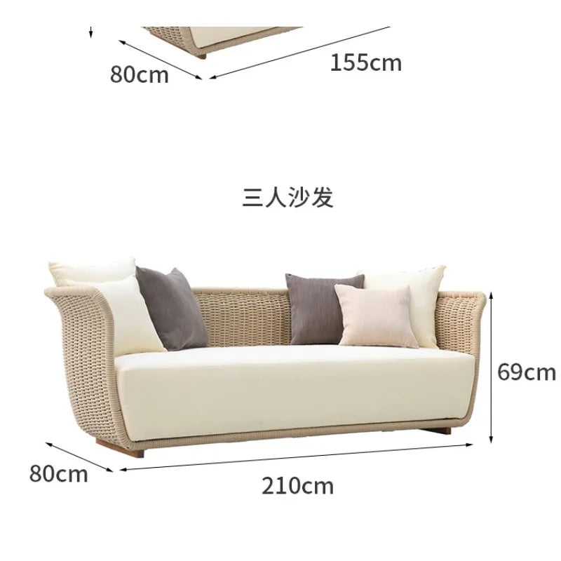 Outdoor rattan sofa, rattan courtyard garden terrace leisure outdoor yard furniture